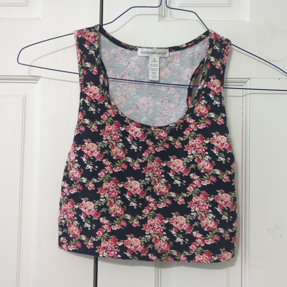 Forever 21 Floral Tank Top - Black and Pink